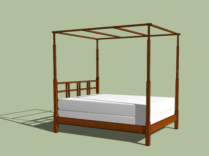 Wood Canopy Bed sketchup model preview - SketchupBox