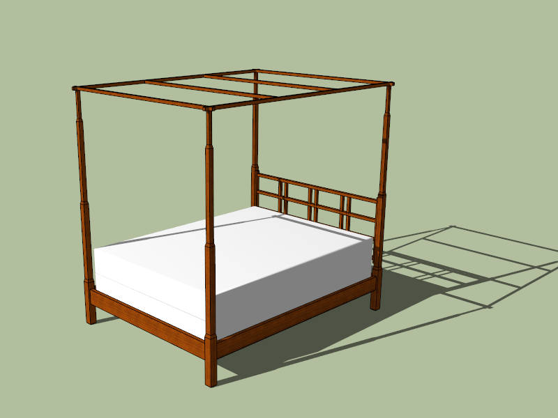 Wood Canopy Bed sketchup model preview - SketchupBox