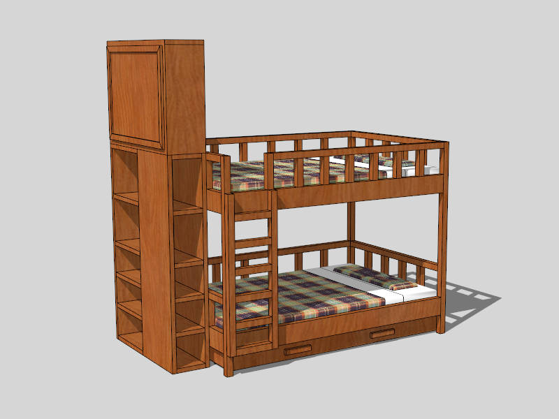 Bunk Bed With Storage sketchup model preview - SketchupBox