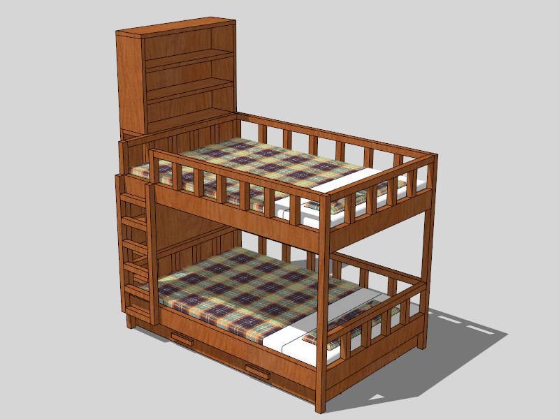 Bunk Bed With Storage sketchup model preview - SketchupBox