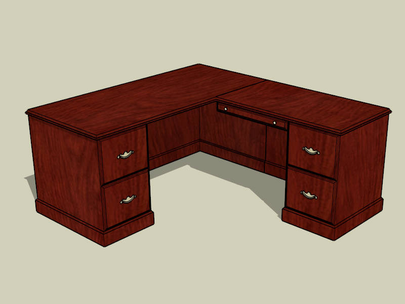 L-Shaped Executive Desk sketchup model preview - SketchupBox