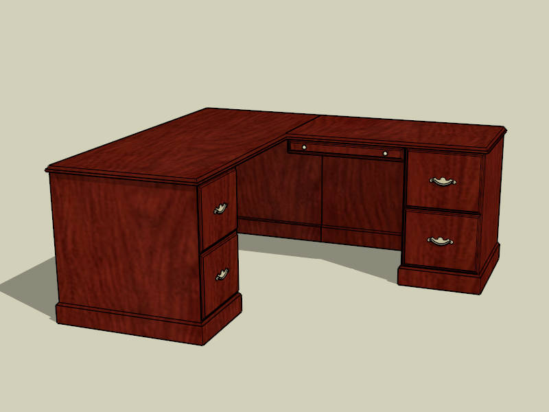 L-Shaped Executive Desk sketchup model preview - SketchupBox