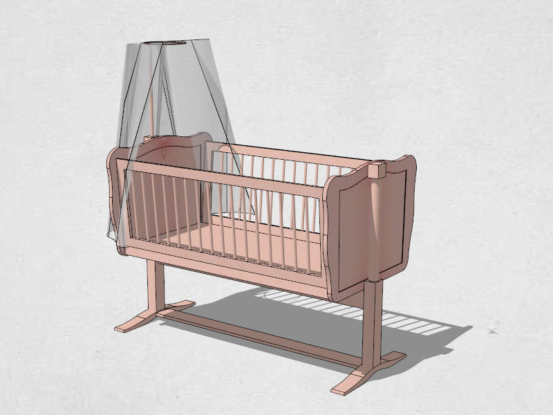 Wooden Baby Cradle sketchup model preview - SketchupBox