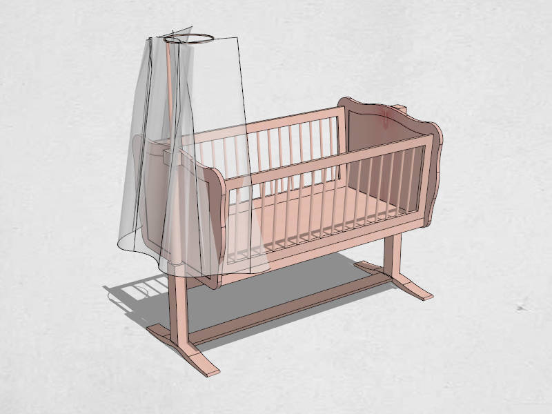 Wooden Baby Cradle sketchup model preview - SketchupBox