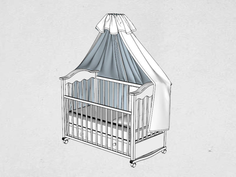 Baby Bed With Canopy sketchup model preview - SketchupBox