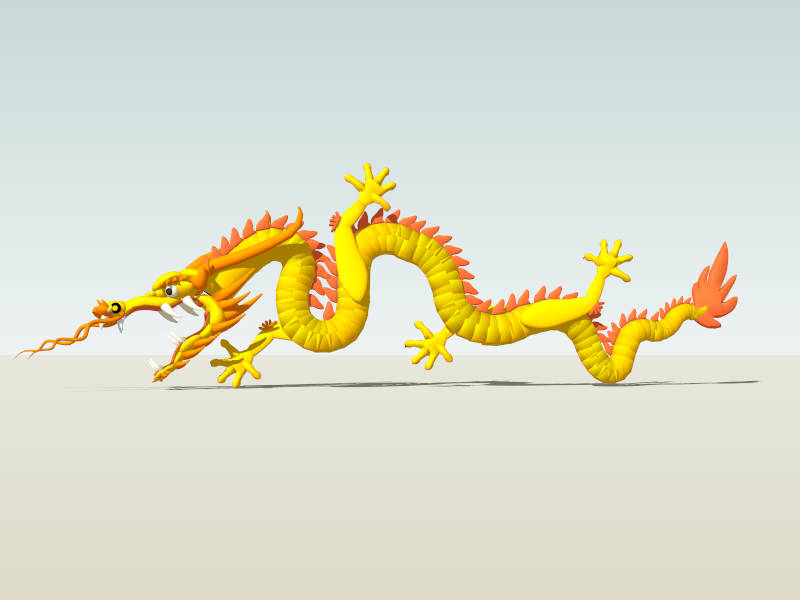 Golden Chinese Dragon sketchup model preview - SketchupBox