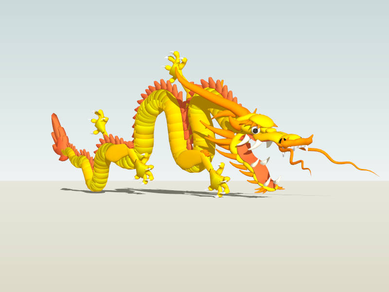 Golden Chinese Dragon sketchup model preview - SketchupBox