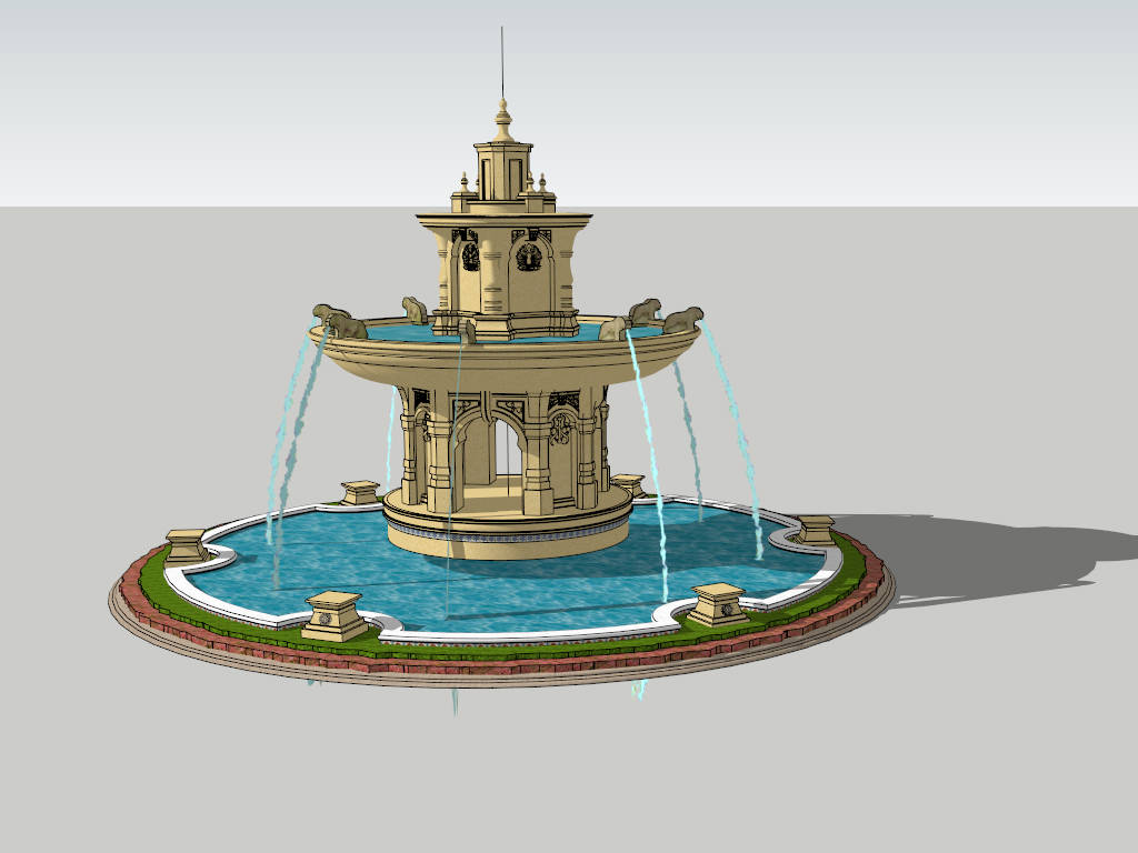 Large Outdoor Fountain sketchup model preview - SketchupBox