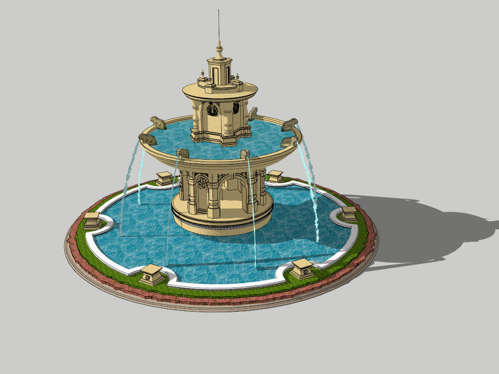 Large Outdoor Fountain sketchup model preview - SketchupBox