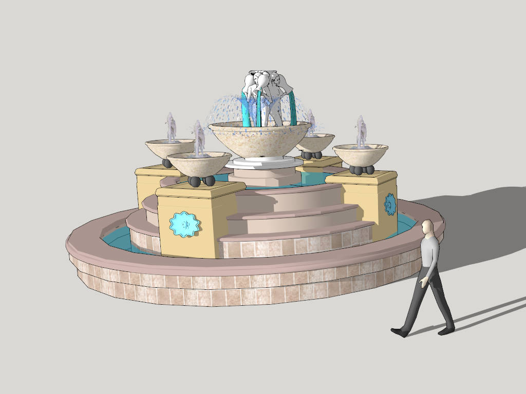 Commercial Landscape Fountains sketchup model preview - SketchupBox