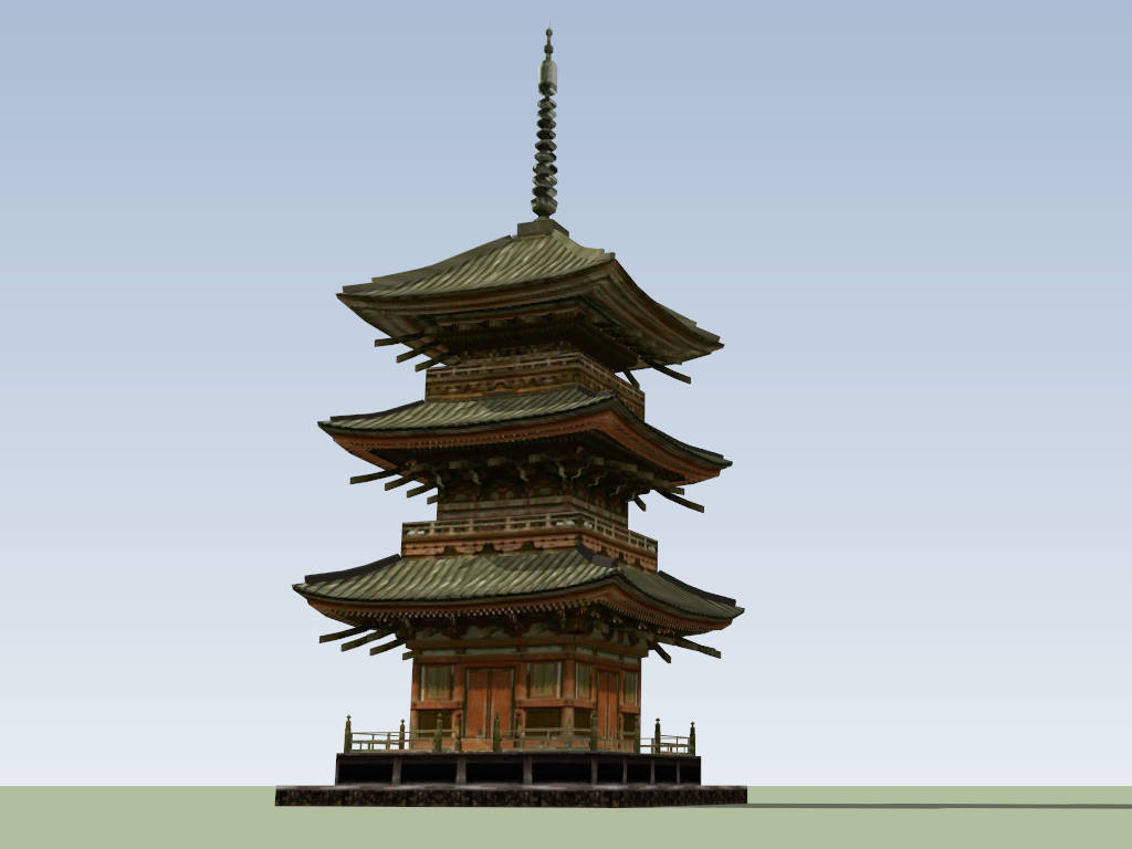 Traditional Japanese Pagoda SketchUp 3D Model .skp File Download ...