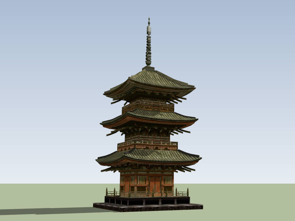 Traditional Japanese Pagoda SketchUp 3D Model .skp File Download ...