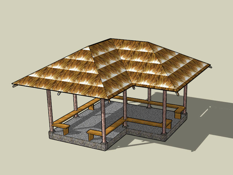 Thatched Roof Gazebo sketchup model preview - SketchupBox