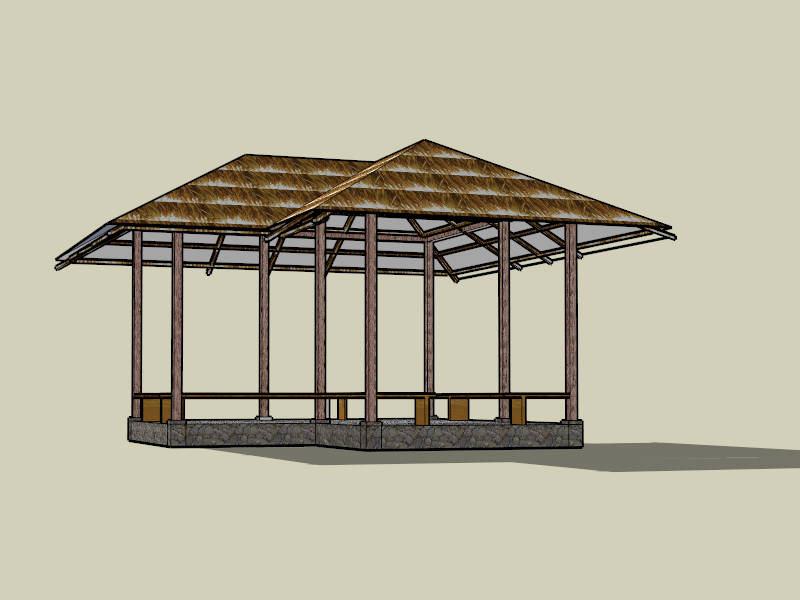 Thatched Roof Gazebo sketchup model preview - SketchupBox