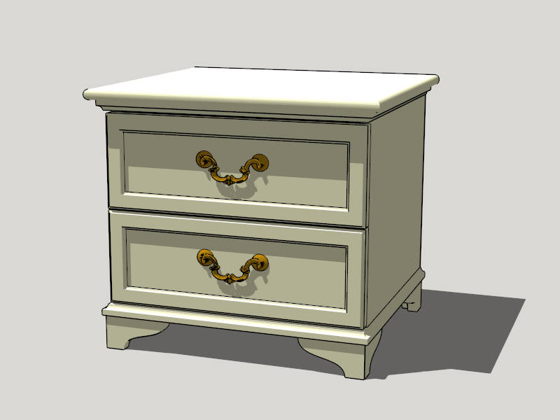 Vintage 2 Drawer Night Stand sketchup model preview - SketchupBox