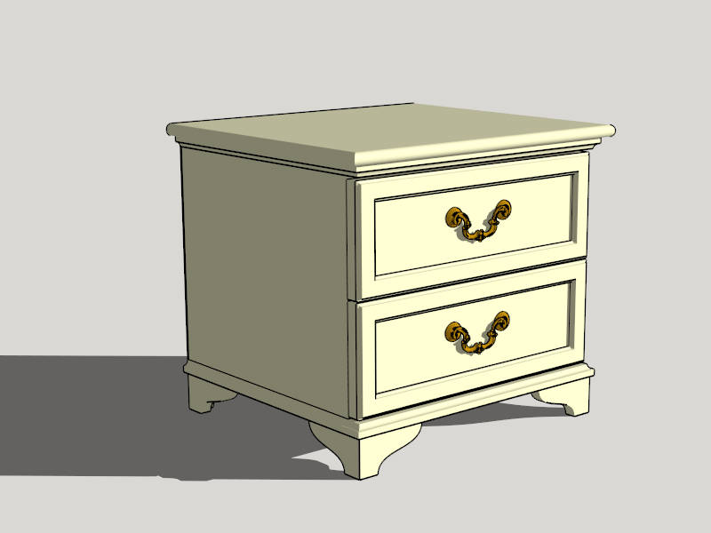 Vintage 2 Drawer Night Stand sketchup model preview - SketchupBox