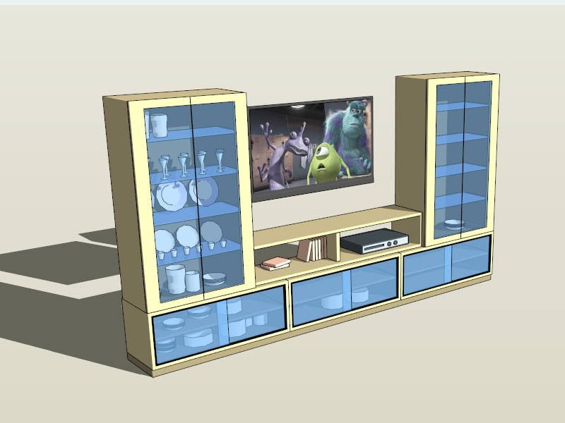 TV Stand with Display Cabinet sketchup model preview - SketchupBox