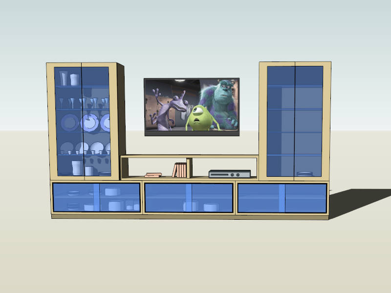 TV Stand with Display Cabinet sketchup model preview - SketchupBox