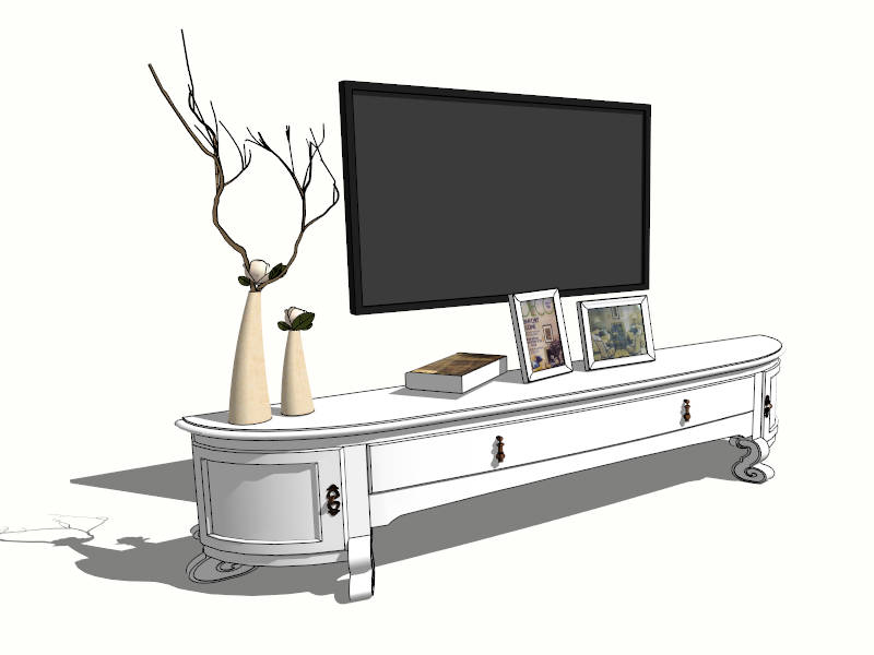 White TV Stand sketchup model preview - SketchupBox