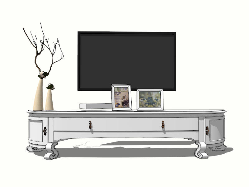 White TV Stand sketchup model preview - SketchupBox