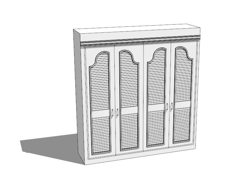 Blind Door White Wardrobe Design sketchup model preview - SketchupBox