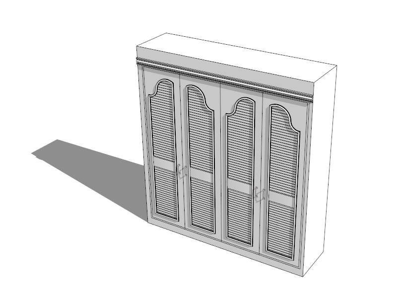 Blind Door White Wardrobe Design sketchup model preview - SketchupBox