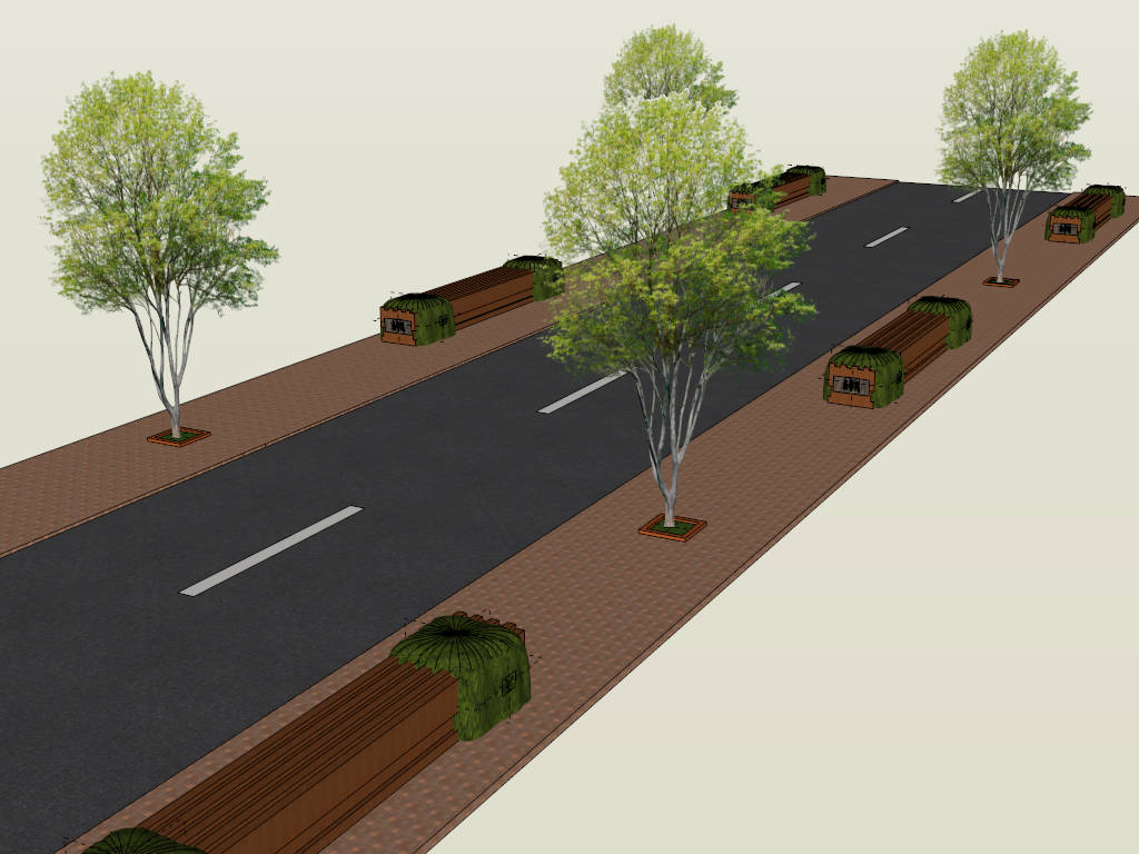 Residential Road Design SketchUp 3D Model .skp File Download - SketchupBox