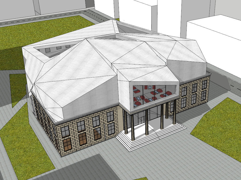 Architecture of Modern Art Gallery sketchup model preview - SketchupBox