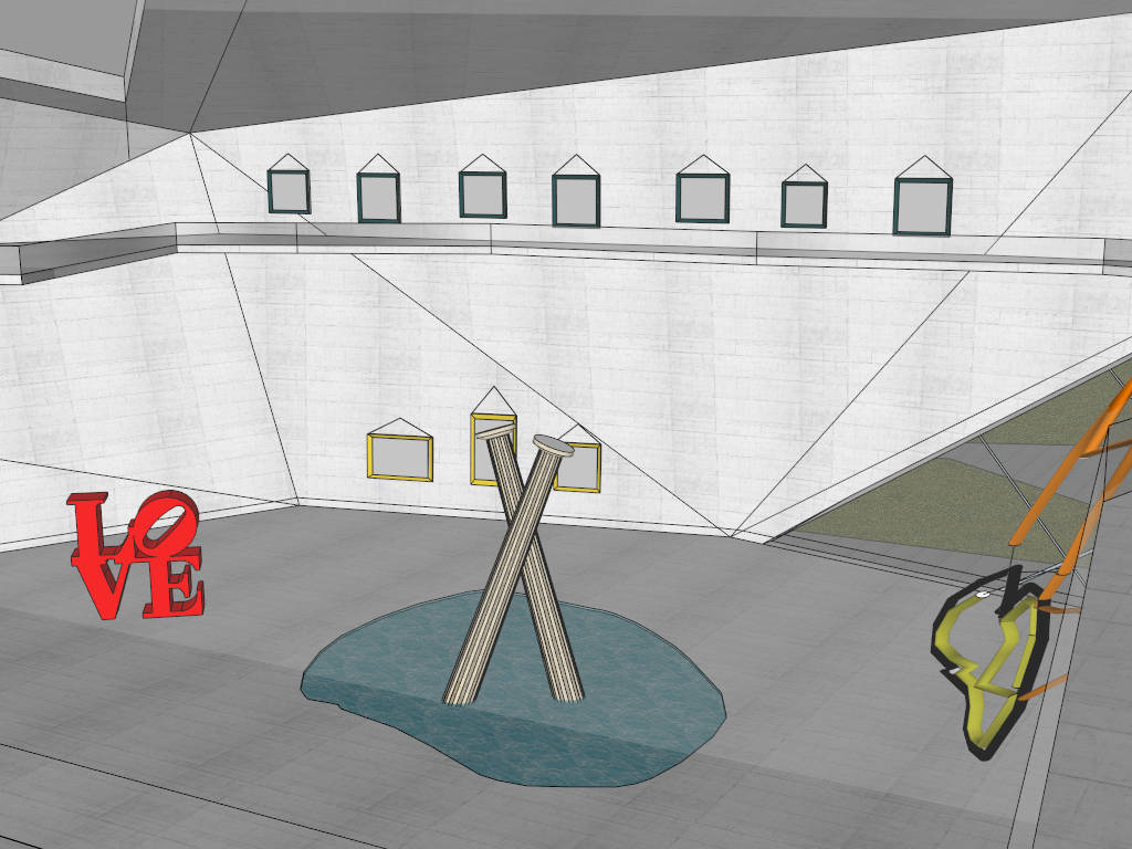 Architecture of Modern Art Gallery sketchup model preview - SketchupBox