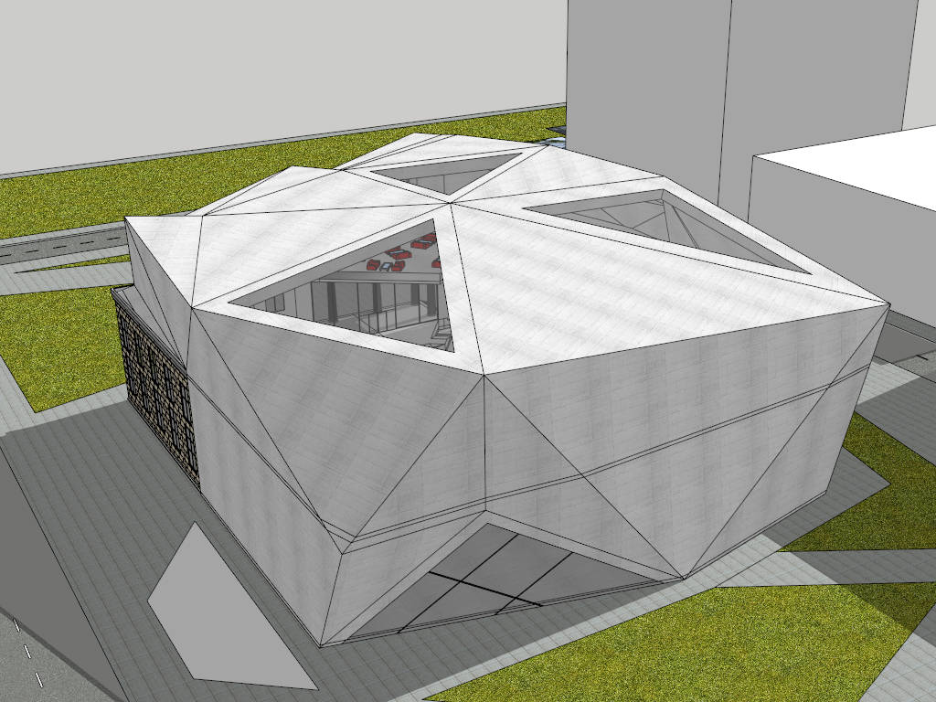 Architecture of Modern Art Gallery sketchup model preview - SketchupBox