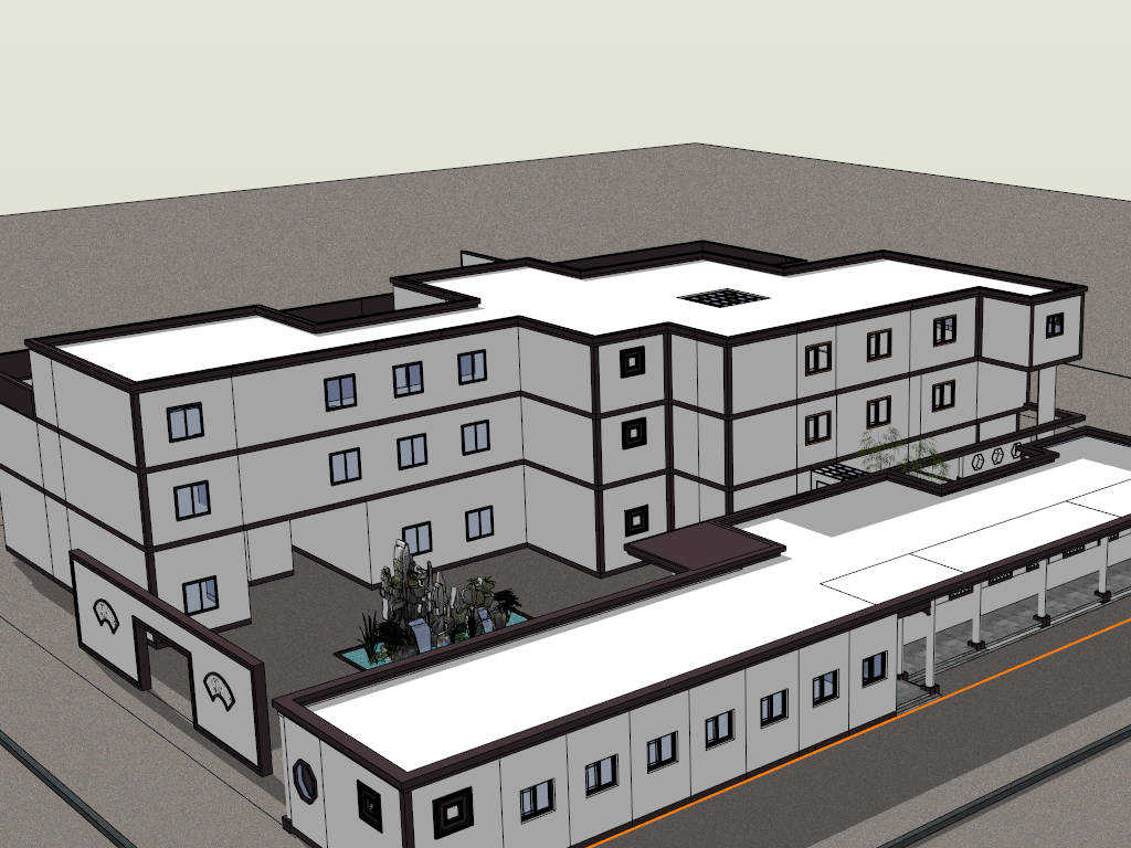 Nursing Home Architecture sketchup model preview - SketchupBox