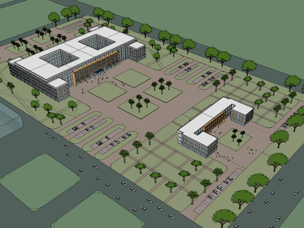 Modern Large Hospital Buildings sketchup model preview - SketchupBox