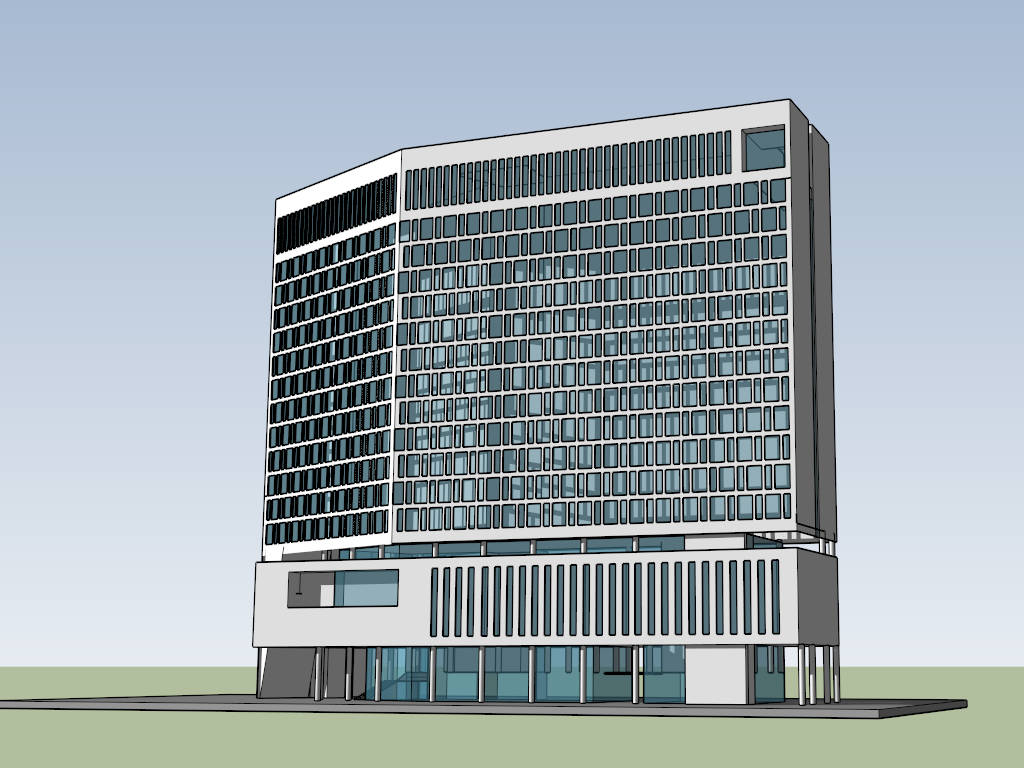 High-rise Hospital sketchup model preview - SketchupBox