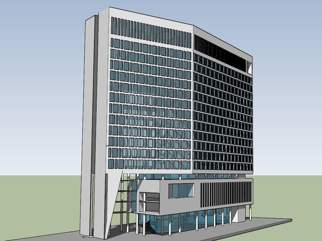 High-rise Hospital sketchup model preview - SketchupBox