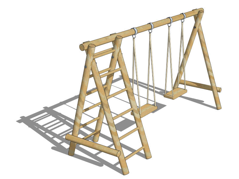 Wooden Double Swing Set sketchup model preview - SketchupBox