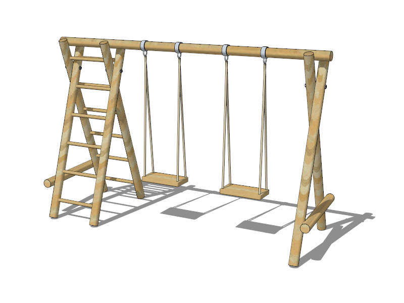 Wooden Double Swing Set sketchup model preview - SketchupBox