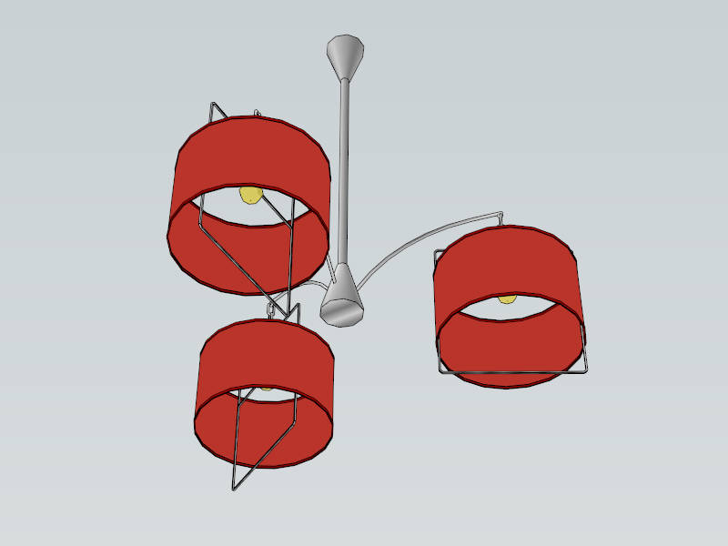 3 Arm Red Pendant Light sketchup model preview - SketchupBox