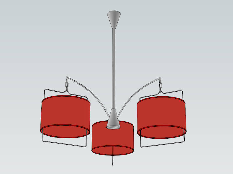 3 Arm Red Pendant Light sketchup model preview - SketchupBox