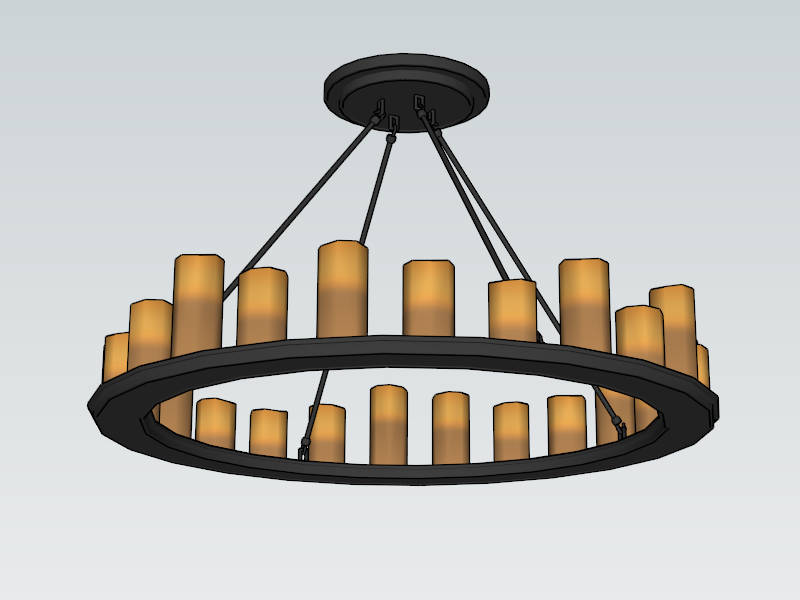 Rustic Wheel Chandelier sketchup model preview - SketchupBox