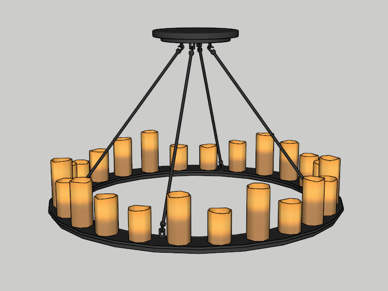 Rustic Wheel Chandelier sketchup model preview - SketchupBox