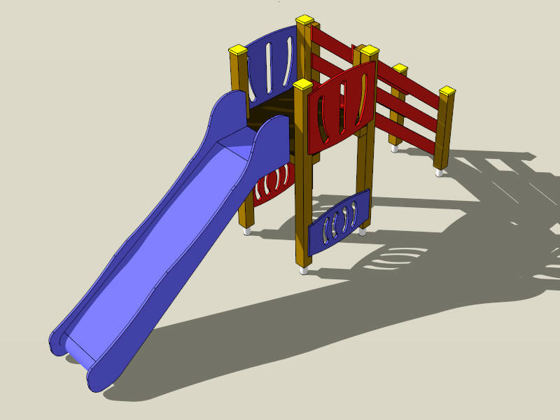 Red & Blue Playground Slide sketchup model preview - SketchupBox