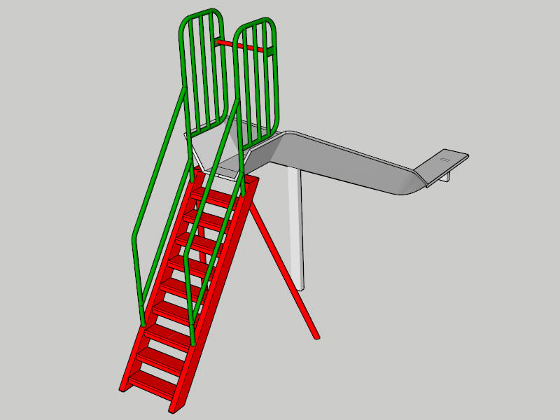 Long Metal Playground Slide sketchup model preview - SketchupBox