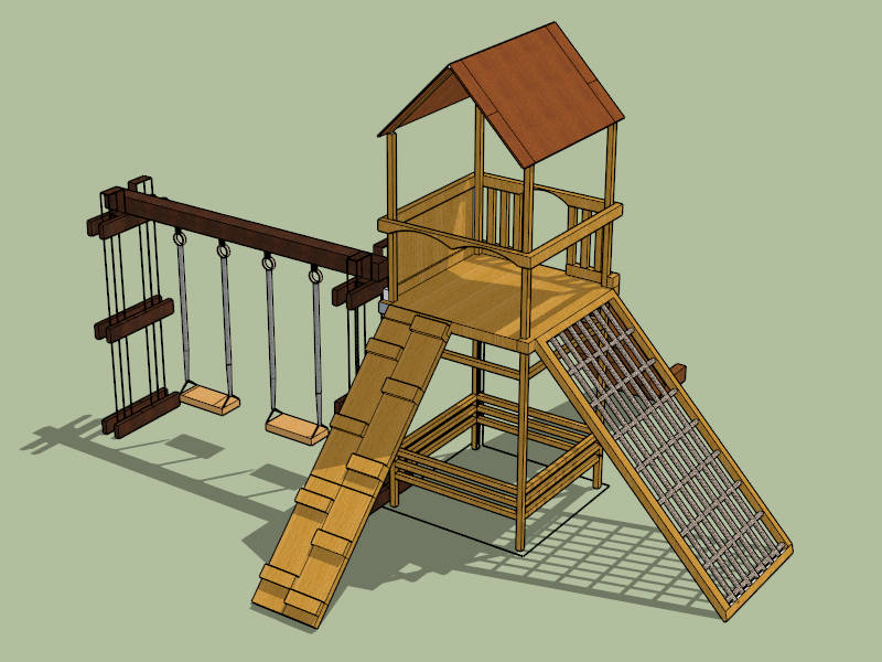 Wood Outdoor Playset sketchup model preview - SketchupBox