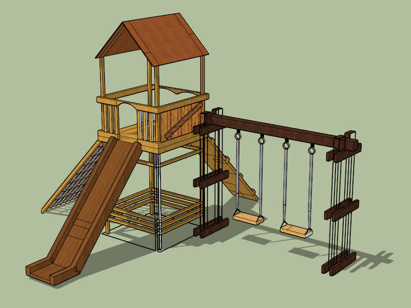 Wood Outdoor Playset sketchup model preview - SketchupBox