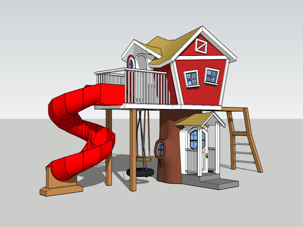 Playhouse with Slide and Swings sketchup model preview - SketchupBox