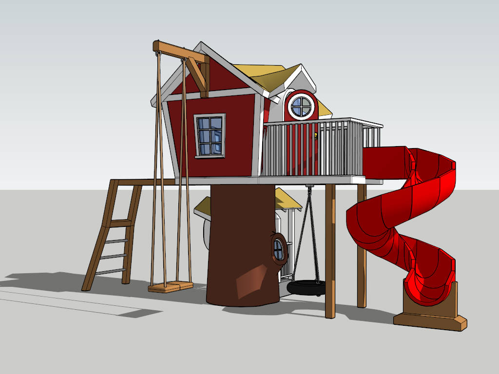 Playhouse with Slide and Swings sketchup model preview - SketchupBox