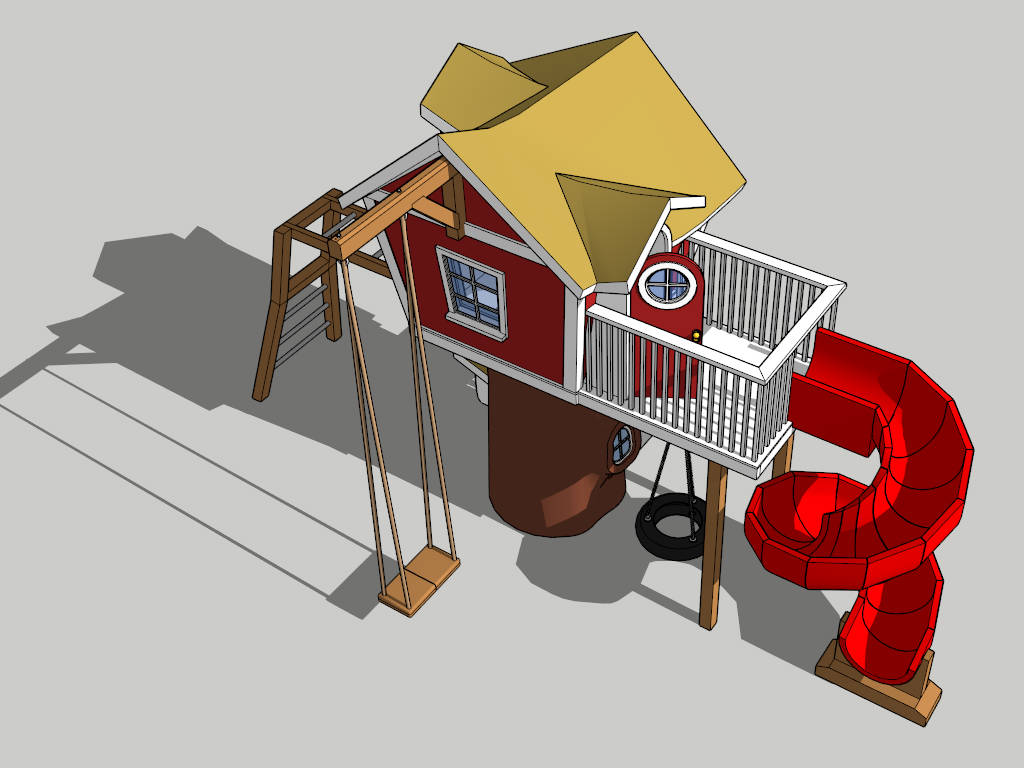 Playhouse with Slide and Swings sketchup model preview - SketchupBox