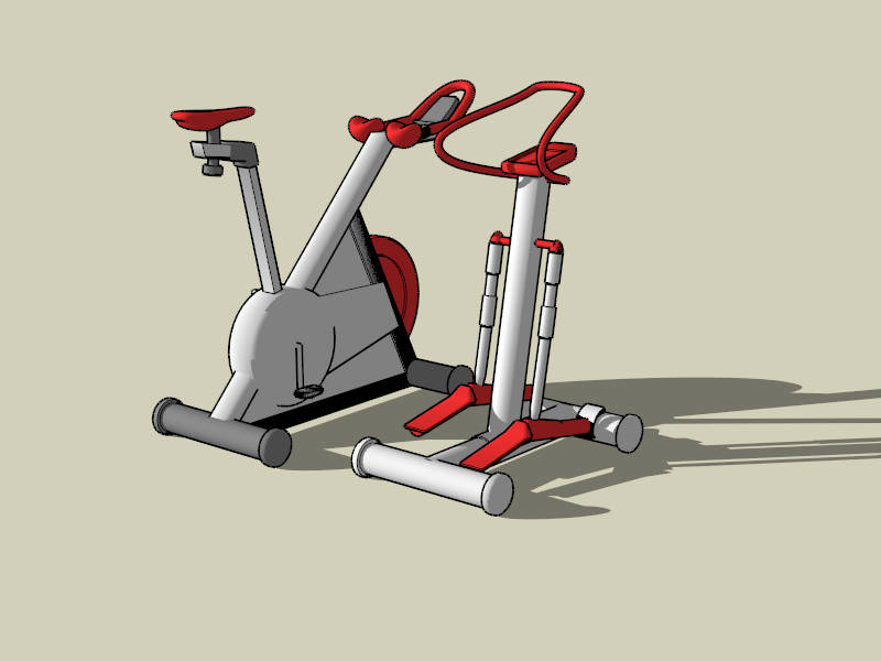 Stationary Bicycle and Steper sketchup model preview - SketchupBox