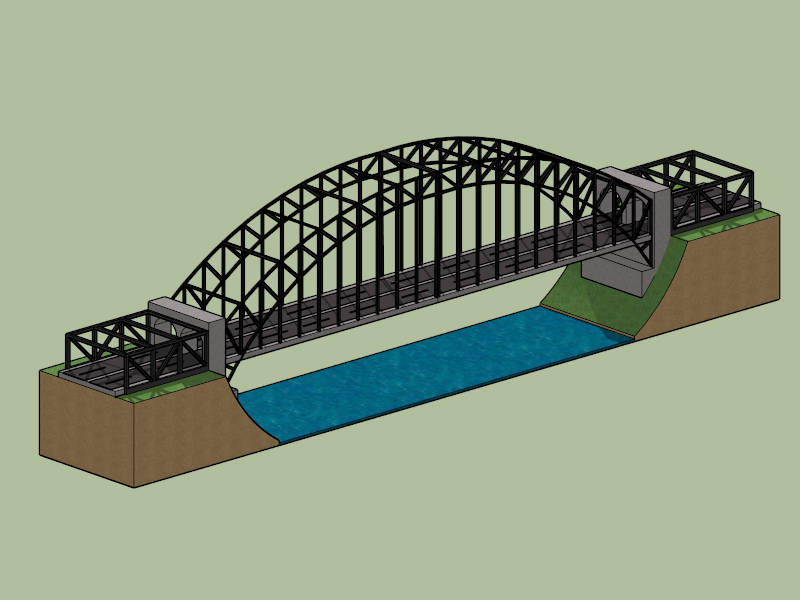 Tied Arch Bridge sketchup model preview - SketchupBox