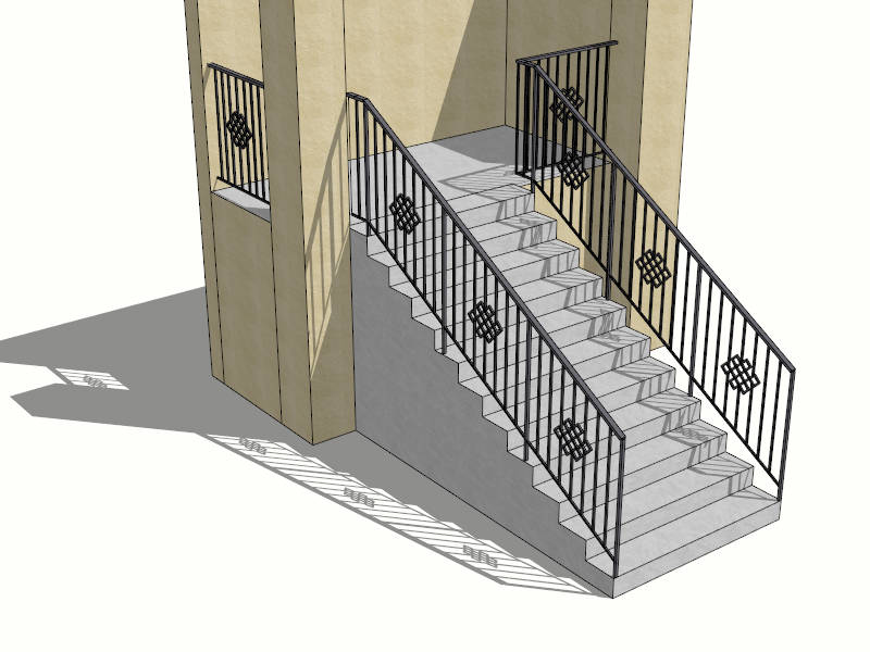 Outdoor Cement Stairs sketchup model preview - SketchupBox